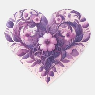 Sticker Cœur Cœur floral de lavande