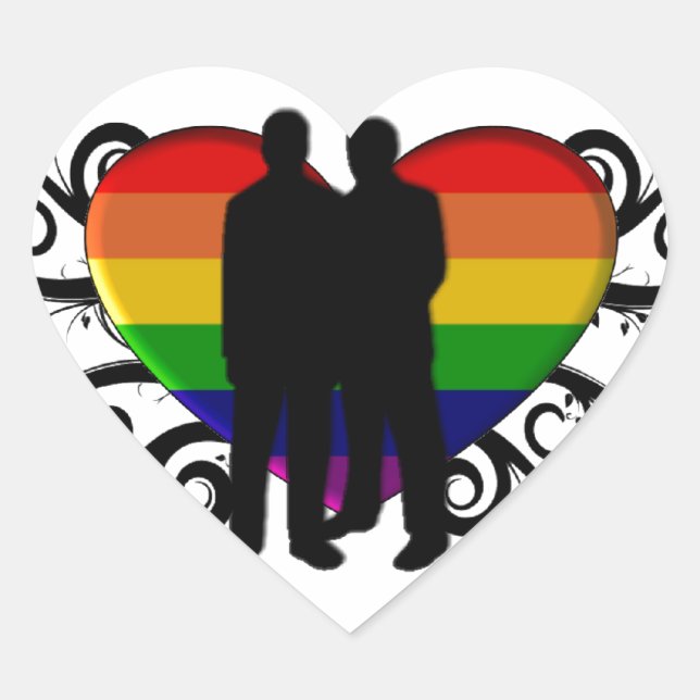 Sticker Cœur Coeur gay pride pour les hommes (Devant)