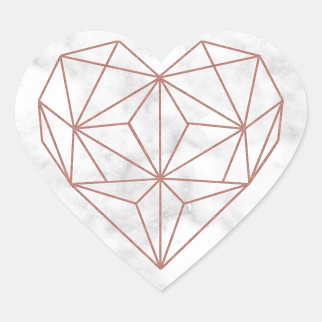 Sticker Cœur Coeur géométrique Chic en marbre et en or Rose (Devant)