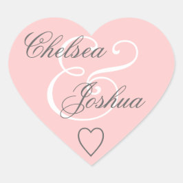 Sticker Cœur Coeur Mariage pour enveloppe rose V07