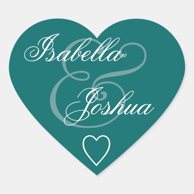 Sticker Cœur Coeur Mariage pour enveloppe turquoise V15 (Devant)