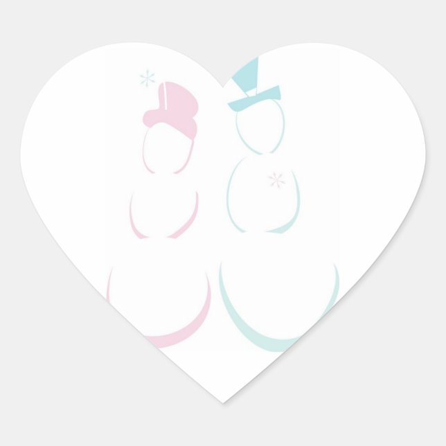 Sticker Cœur Coeur mariage Snowman Femme Couple Mariages d'hive (Devant)