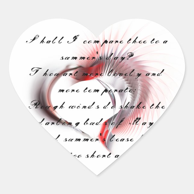 Sticker Cœur Coeur métallique avec sonnet de Shakespeare 18 (Devant)