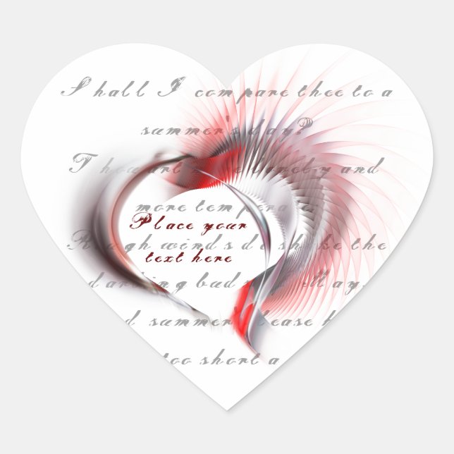 Sticker Cœur Coeur métallique avec sonnet de Shakespeare 18 (Devant)