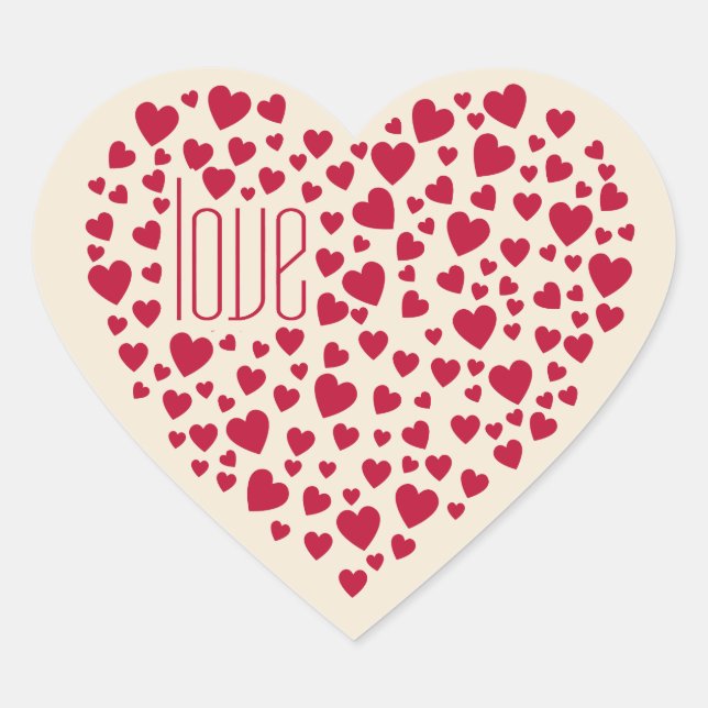 Sticker Cœur Coeur plein de coeur amour rouge ID733 (Devant)