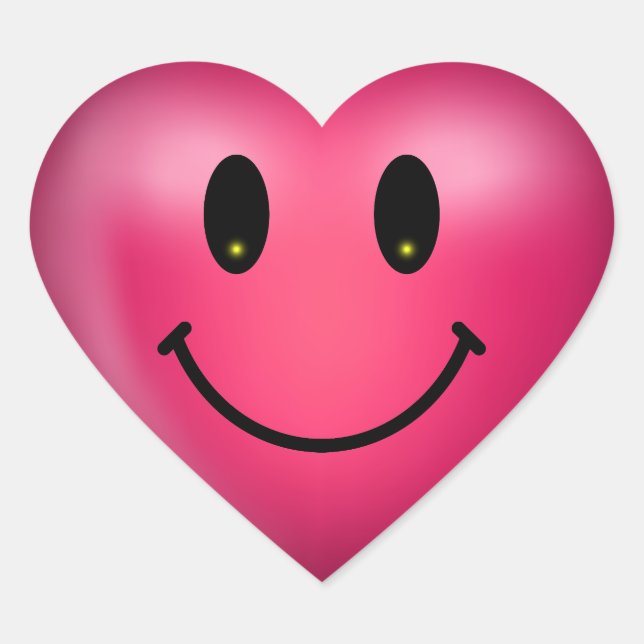 Sticker Cœur Coeur rose 3D heureux (Devant)