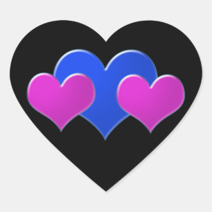 Sticker Cœur coeur rose et bleu sur arrière - plan noir