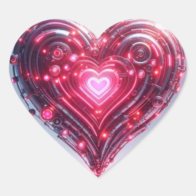 Sticker Cœur Coeur rose futuriste moderne (Devant)