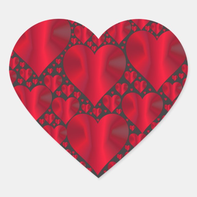 Sticker Cœur Coeur rouge élégant sur noir (Devant)