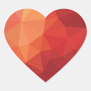 Sticker Cœur Coeur rouge futuriste polygonale