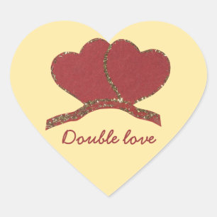 Sticker Cœur Coeur rouge or pétillant Valentine's