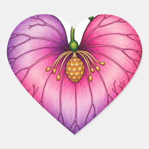 Sticker Cœur Cœur Rouge Romantique Avec Centre Floral