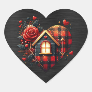 Sticker Cœur Coeur Saint-Valentin rouge noir