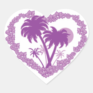 Sticker Cœur Coeur tropicale de palmier hawaïen