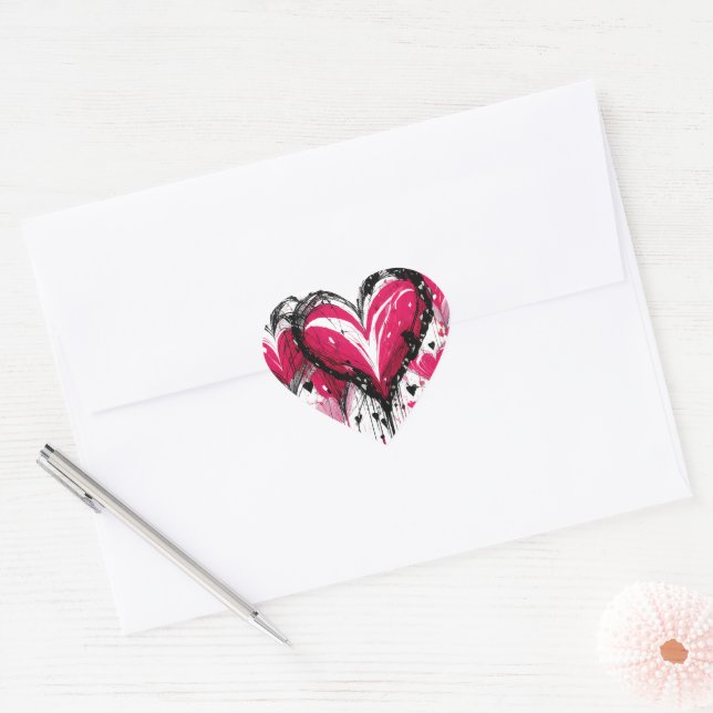 Sticker Cœur Coeurs aquarelle (Enveloppe)