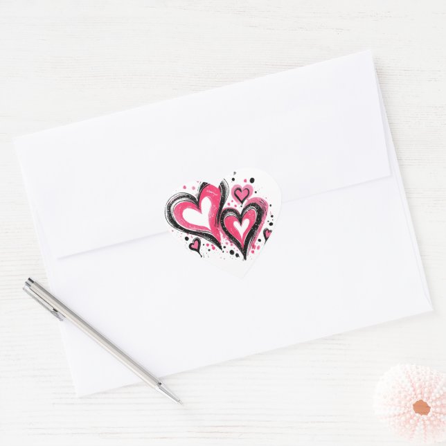 Sticker Cœur Coeurs aquarelle (Enveloppe)