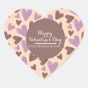Sticker Cœur Cœurs aquarelle main chocolat rose    