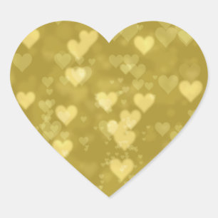 Sticker Cœur Coeurs Bokeh d'or