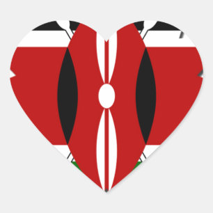 Sticker Cœur Cœurs charmants Kenya : motif artistique de drapea