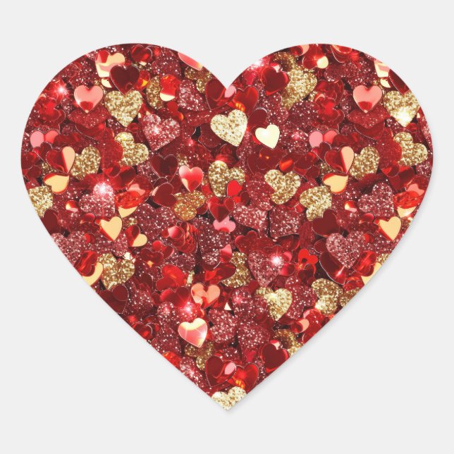 Sticker Cœur Coeurs de Parties scintillant Red Gold (Devant)