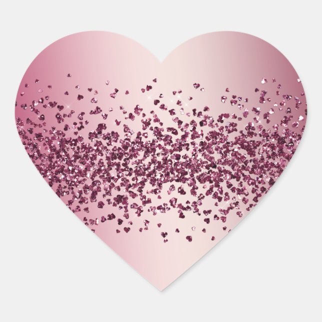 Sticker Cœur Coeurs de Parties scintillant rose (Devant)