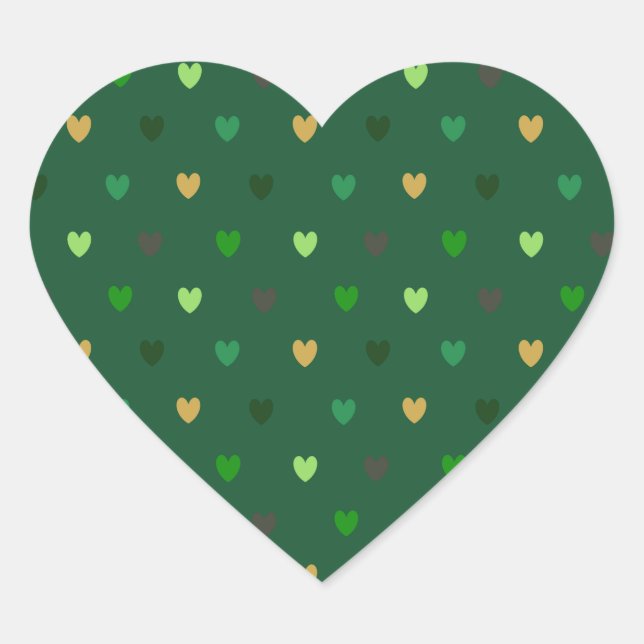 Sticker Cœur Coeurs de Polka sur vert de forêt (Devant)