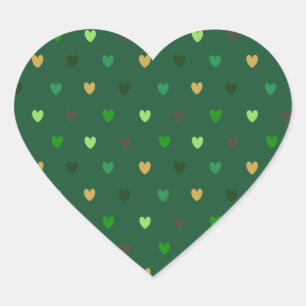 Sticker Cœur Coeurs de Polka sur vert de forêt
