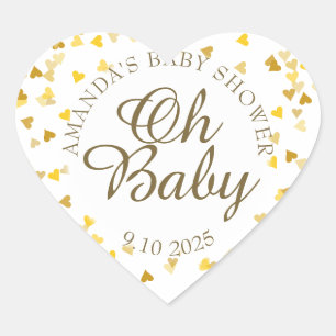 Sticker Cœur Coeurs d'or Oh Baby shower Favoriser