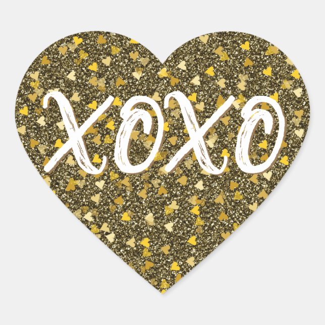 Sticker Cœur Cœurs dorés confettis pailletés XOXO (Devant)