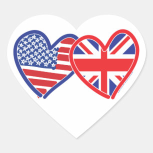 Sticker Cœur Coeurs du drapeau américain/Union Jack