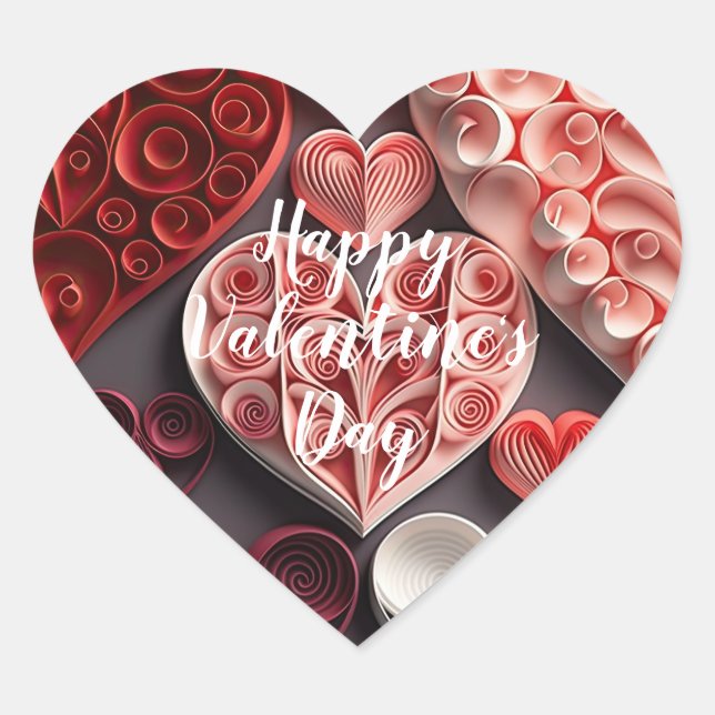 Sticker Cœur Coeurs Heureuses Saintes-Valentin rouges et roses (Devant)