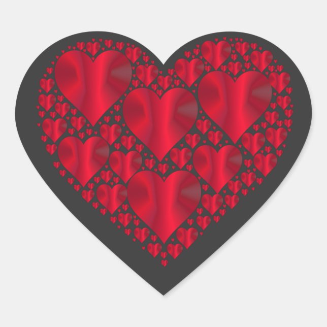Sticker Cœur Coeurs, les coeurs rouges et brillants motif, (Devant)