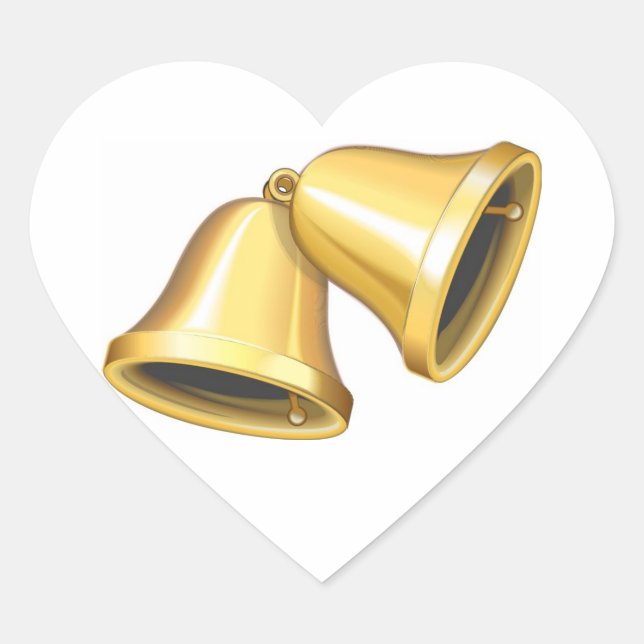 Sticker Cœur Coeurs mariages Deux cloches d'or Coeurs Mariages (Devant)