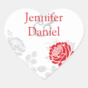 Sticker Cœur Coeurs mariages Mariages Floral Personnalités