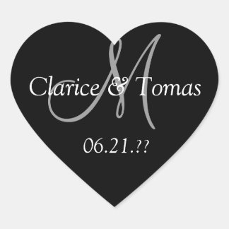 Sticker Cœur Coeurs mariages personnalisées Monogramme personna