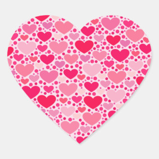 Sticker Cœur Coeurs minuscules Grand Coeur sur rose Rose