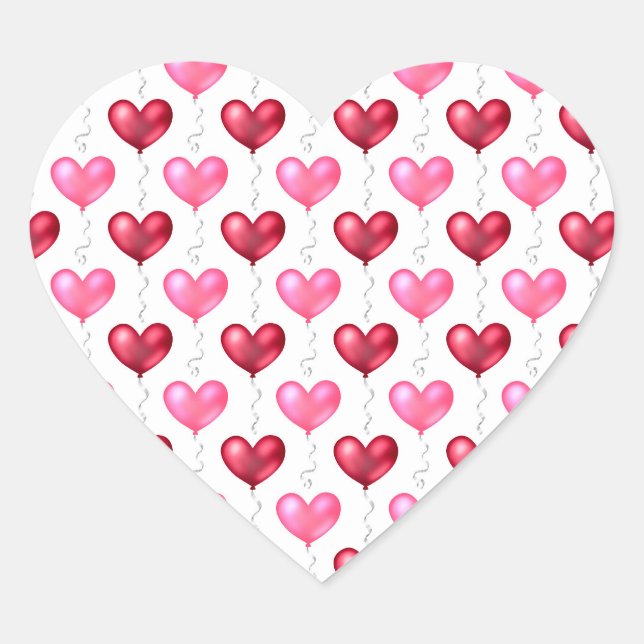 Sticker Cœur Coeurs rose et rouge Saint Valentin Amour (Devant)