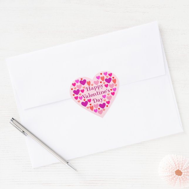 Sticker Cœur Coeurs roses Bonne Saint Valentin (Enveloppe)