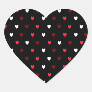 Sticker Cœur Coeurs rouge et blanc sur noir
