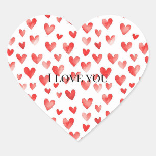Sticker Cœur Cœurs Rouges Blancs Amour Saint-Valentin