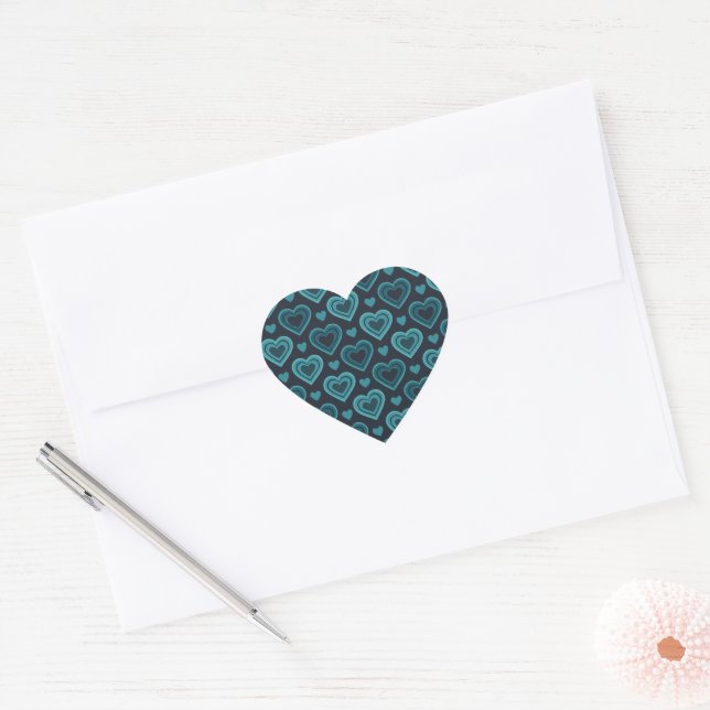 Sticker Cœur Coeurs turquoises (Enveloppe)