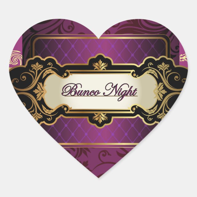 Sticker Cœur Collection Bunco violet et or (Devant)