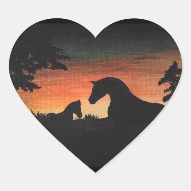 Sticker Cœur Collection Cheval 'Sunset Birth' (Devant)