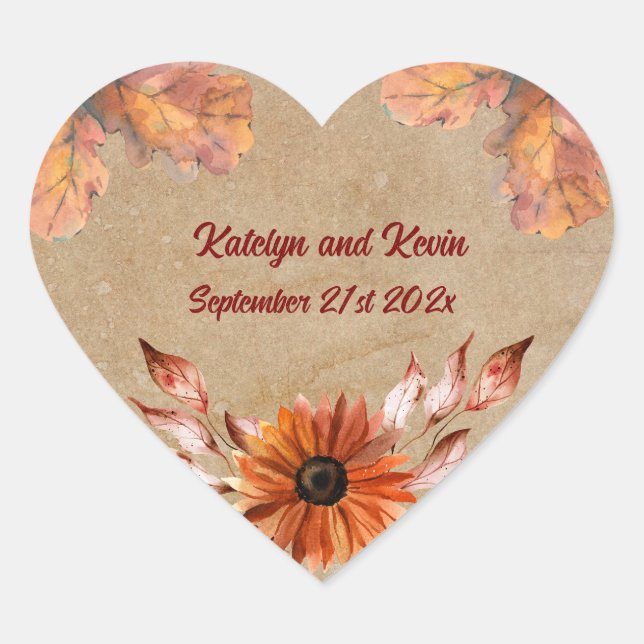 Sticker Cœur Collection de Mariages d'automne rustique et cosy (Devant)