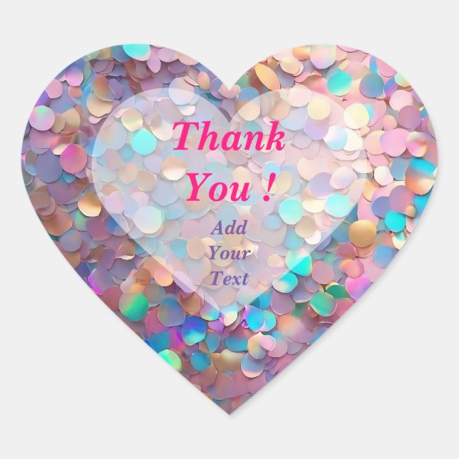 Sticker Cœur Collection holographique moderne Opal Glitter (Devant)