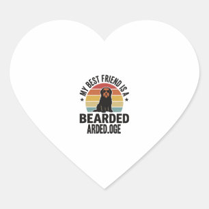 Sticker Cœur Colley barbu Design pour amateur de chien Coucher