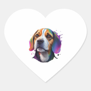 Sticker Cœur coloré beagle