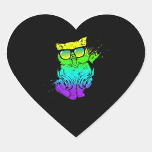 Sticker Cœur Colorful Kitty