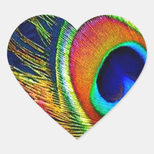Sticker Cœur Colorful Peacock Feather