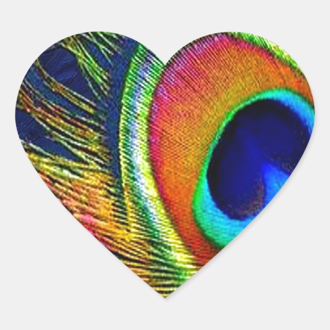 Sticker Cœur Colorful Peacock Feather (Devant)